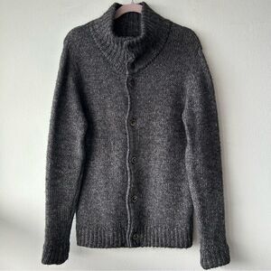 Our Legacy Men’s Alpaca Linen Wool Blend Chunky Knit Cardigan